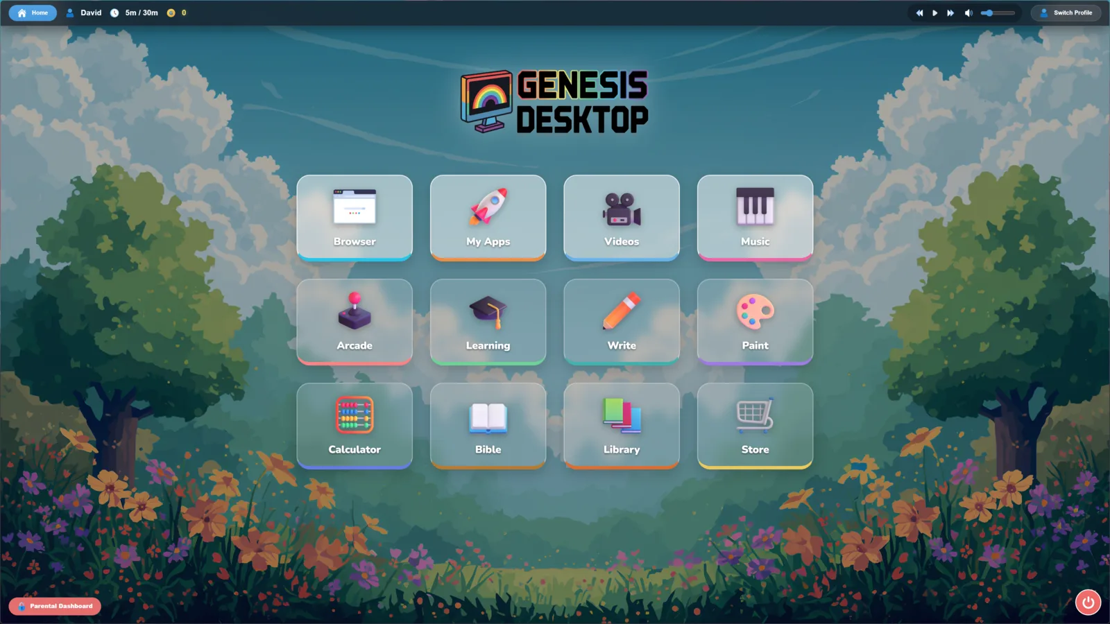 The real Genesis Desktop home screen